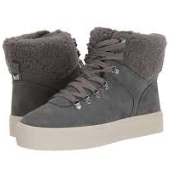 NEW Marc Fisher Darlene Suede Sherpa High Top Bootie Sneakers - Picture 1 of 12